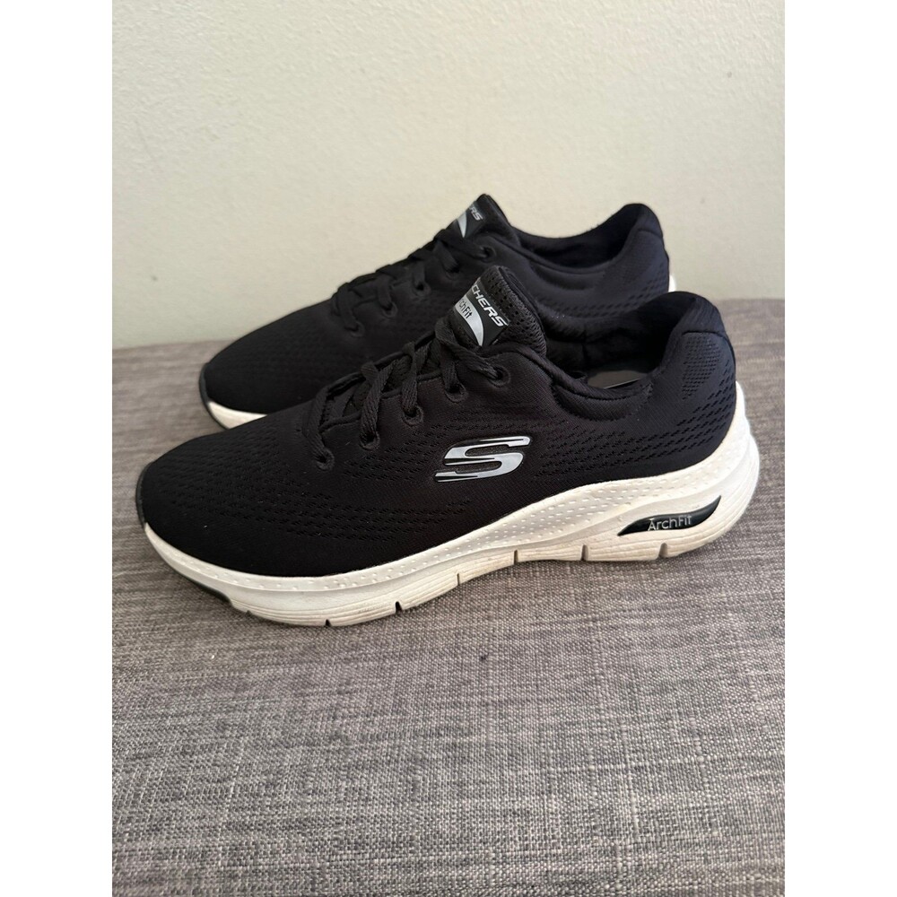 Women’s Skechers Arch Fit Black/White Running Shoes Size 7 - Picture 3 of 9